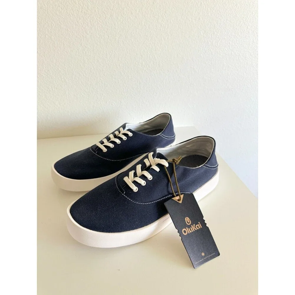 NWT Olukai Tradewind Mood Indigo Navy Blue Casual Shoes Sneakers Canvas Men's 10